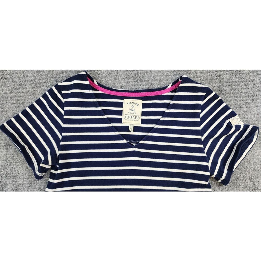 Joules Dress Womens 4 Blue Striped Riviera V-Neck Jersey Coastal Preppy Summer - Picture 6 of 12